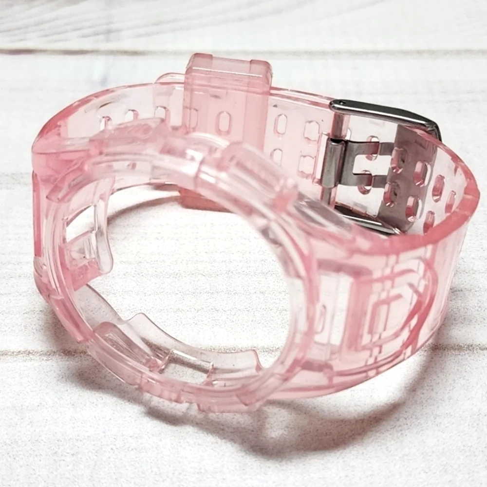 Transparent Strap Watch Accessories for Samsung Galaxy Watch4 Classic Pink - New